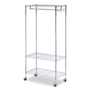 Alera Wire Shelving Garment Rack, 30 Garments, 36w x 18d x 75h, Silver View Product Image