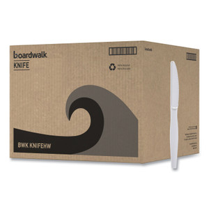 Boardwalk Heavyweight Polystyrene Cutlery, Knife, Plastic, White, 1,000/Carton View Product Image