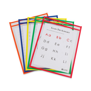 C-Line Reusable Dry Erase Pockets, 9 x 12, Assorted Primary Colors, 10/Pack Product Image 