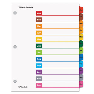 Cardinal OneStep Printable Table of Contents and Dividers, 12-Tab, Jan. to Dec., 11 x 8.5, White, Assorted Tabs, 1 Set (CRD60318) View Product Image