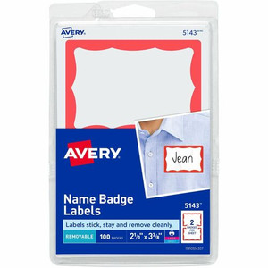 Avery Border Print or Write Name Tags - 2 21/64" Width x 3 3/8" Length - Removable Adhesive - Rectangle - Inkjet, Laser - Matte - (AVE5143) Product Image 