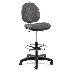 Alera Interval Series Swivel Task Stool, Supports 275 lb, 23.93" to 34.53" Seat Height, Graphite Gray Seat/Back, Black Base View Product Image
