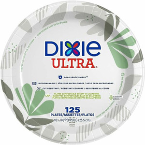 Dixie Ultra Pathways 10-1/16" Heavyweight Paper Plates by GP Pro - Serving - Pathways - Microwave Safe - 10.1" Diameter - White - (DXESXP10PATH) Product Image 