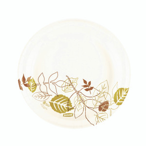 Dixie Pathways Soak-Proof Shield Mediumweight Paper Plates, WiseSize, 8.5" dia, Green/Burgundy, 125/Pack View Product Image