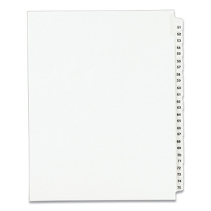 Avery Preprinted Legal Exhibit Side Tab Index Dividers, Avery Style, 25-Tab, 51 to 75, 11 x 8.5, White, 1 Set, (1332) View Product Image