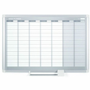 MasterVision Dry-erase Magnetic Planning Board - Weekly - 1 Week - Silver, White - Aluminum - 24" Height x 36" Width Product Image 