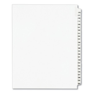 Avery Preprinted Legal Exhibit Side Tab Index Dividers, Avery Style, 25-Tab, 176 to 200, 11 x 8.5, White, 1 Set, (1337) View Product Image