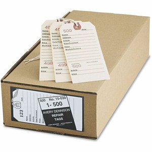 Avery Repair Tags, Manila, Strung, 5-1/4" x 2-5/8" ,500 Tags (15030) - 5.25" Length x 2.63" Width - Rectangular - 1 to 500 Print Serial - String Fastener - Card Stock Product Image 