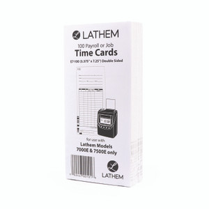 Lathem 7000E Double-Sided Time Cards - 100 Sheet(s) - White - White Sheet(s) (LTHE7100) Product Image 