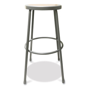 Alera Industrial Metal Shop Stool, Backless, Supports Up to 300 lb, 30" Seat Height, Brown Seat, Gray Base (ALEIS6630G) View Product Image