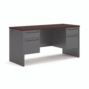 HON 38000 H38852 Pedestal Credenza - 29.5" Height x 60" Width x 24" Depth - 4 x Box, File Drawer(s) - Double Pedestal - Waterfall Edge - Finish: Charcoal (HON38852NS) Product Image 