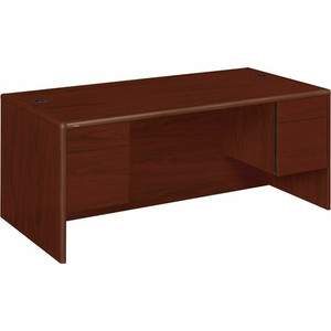 HON 10700 Pedestal Desk - 29.5" Height x 72" Width x 36" Depth - 4 x Box, File Drawer(s) - Double Pedestal - Waterfall Edge - Finish: Mahogany Product Image 