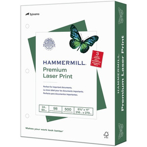 Hammermill Premium 3HP Laser Print Paper - White - 98 Brightness - Letter - 8 1/2" x 11" - 24 lb Basis Weight Product Image 