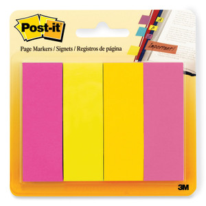 Post-it Page Markers - 1" Flag/Note Width x 3" Flag/Note Length - Rectangle - Assorted - Removable, Self-adhesive (MMM6714AU) Product Image 