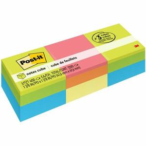 Post-it Notes Cube - 1200 - 2" Flag/Note Width x 2" Flag/Note Length - Square - 400 Sheets per Pad - Unruled Product Image 