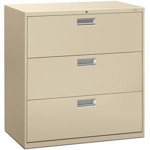 HON Brigade 600 H693 Lateral File - 40.9" Height x 42" Width x 18" Depth - 3 - Finish: Putty Product Image 