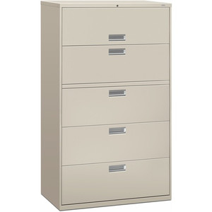 HON Brigade 600 H695 Lateral File - 64" Height x 42" Width x 18" Depth - 5 - Finish: Light Gray Product Image 