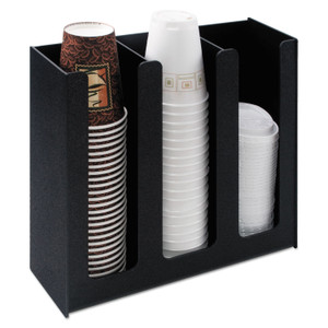 Vertiflex 3-column Cup and Lid Holder Organizer - 11.8" Height x 12.8" Width x 4.5" Depth - Black (VRTVFPC1000) Product Image 