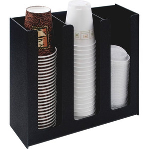 Vertiflex 3-column Cup and Lid Holder Organizer - 11.8" Height x 12.8" Width x 4.5" Depth - Black Product Image 