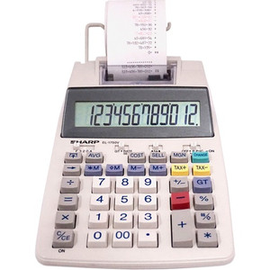 Sharp Calculators EL-1750V Printing Calculator - Black/Red Print - 2 lps - Compact, Dual Power, Easy-to-read Display, Plastic Key, Large Display, 4-Key Memory - 12 Digits - LCD Product Image 