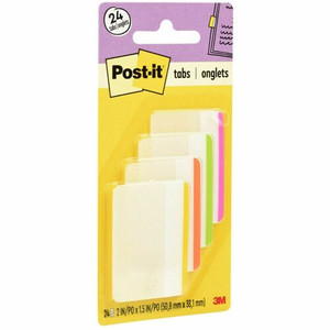 Post-it Durable Tabs - Write-on Tab(s) - 1.50" Tab Height x 2" Tab Width - Pink, Green, Orange, Yellow Tab(s) - Repositionable Product Image 