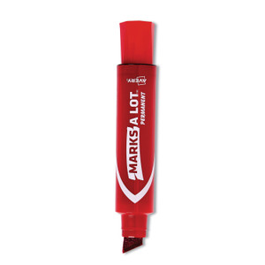Avery Marks A Lot Jumbo Permanent Markers - Chisel Marker Point - Red Ink - Red Barrel (AVE24147) Product Image 