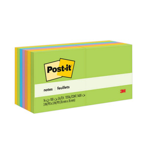 Post-it Notes - Floral Fantasy Color Collection - 1400 - 3" Flag/Note Width x 3" Flag/Note Length - Square - 100 Sheets per Pad (MMM65414AU) Product Image 