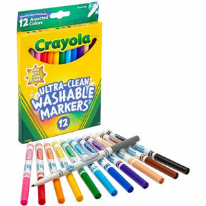 Crayola Thinline Washable Markers - Fine Marker Point - Washable - Black, Blue, Blue Lagoon, Brown, Gray, Green, Orange, Pink, Red, Sandy Tan, Violet, ... Ink - Water Based Product Image 