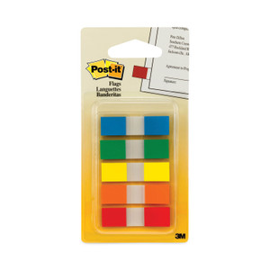 Post-it Flags in Portable Dispenser - 20 x Blue, 20 x Green, 20 x Orange, 20 x Red, 20 x Yellow - 1/2" Flag/Note Width x 1 3/4" Flag/Note Length - Rectangle - Unruled - Blue, Red, Orange, Green, Yellow, Assorted (MMM6835CF) Product Image 