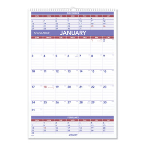 At-A-Glance 3-Month Wall Calendar - Large - Julian Dates - Monthly - 12 Month - January 2026 to December 2026 (AAGPM628) Product Image 