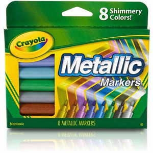 Crayola 8-color Metallic Markers - Cobalt Blue, Green Machine, Slick Silver, Copper Mine, Gold Ingot, Purple Steel, Black Iron, Pink Bling Ink Product Image 