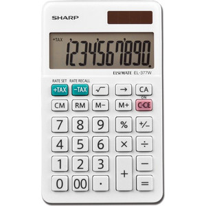 Sharp Calculators EL-377WB 10-Digit Professional Handheld Calculator - Sign Change, Auto Power Off - 10 Digits - LCD - 0.3" Height x 2.8" Width x 4.8" Depth - White Product Image 