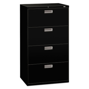 HON Brigade 600 H674 Lateral File - 53.3" Height x 30" Width x 18" Depth - 4 - Finish: Black (HON674LP) Product Image 
