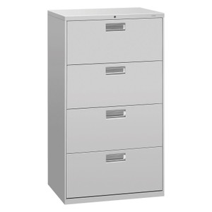 HON Brigade 600 H674 Lateral File - 53.3" Height x 30" Width x 18" Depth - 4 - Finish: Light Gray (HON674LQ) Product Image 