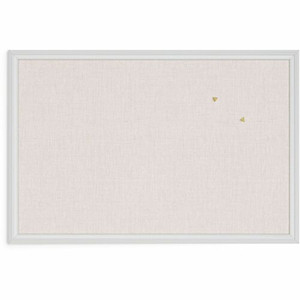 U Brands Linen Bulletin Board - 20" Board Height x 30" Board Width - Tan Cork Surface - Self-healing, Durable, Mounting System - White Wood Frame Product Image 