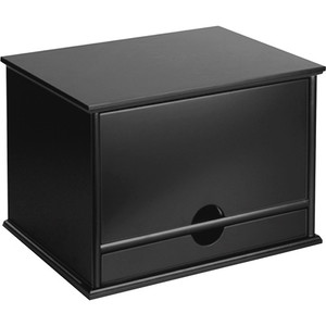 Victor Midnight Black Collection Wood Desktop Organizer - 4 Compartment(s) - 1 Drawer(s) - 14" Height x 10.75" Width x 9.75" Depth - Desktop - Non-slip, Stackable, Molding Base Product Image 