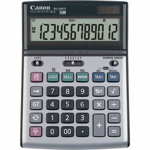 Canon BS1200TS Desktop Calculator - Metal Cover, Auto Power Off, Rubber Grip, Non-slip Rubber Feet - 12 Digits - LCD - Battery/Solar Powered - 1.1" Height x 5.1" Width x 7.3" Length Product Image 