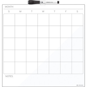 U Brands Magnetic Frameless Dry-Erase Calendar Board - 14" (1.2 ft) Width x 14.6" (1.2 ft) Height - White Painted Steel Surface - Square - Horizontal - Magnetic Product Image 