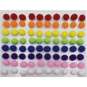 Creativity Street Peel-n-Stick Pom Pons - Project - 11.75" Height x 1.50" Width x 9.25" Length - White, Pink, Purple, Blue, Yellow, Orange, Green, Red - Plush (PACAC813001) Product Image 