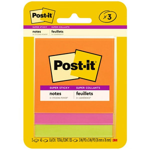 Post-it Super Sticky Note Pads - Energy Boost Color Collection - 135 - 3" Flag/Note Width x 3" Flag/Note Length - Square - 45 Sheets per Pad Product Image 