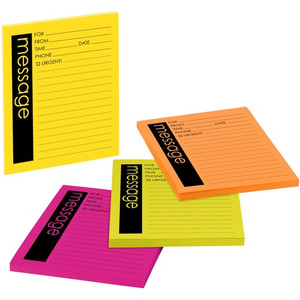 Post-it Important Message Note - 50 Sheet(s) - 5" x 4" Sheet Size - Yellow, Pink, Orange, Green - Assorted Sheet(s) (MMM76794) Product Image 