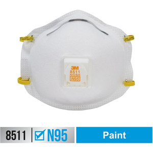 3M Particulate Respirator N95 - Particulate Protection - White - Exhalation Valve, Adjustable Nose Clip, Braided Headband Product Image 