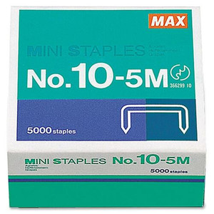 MAX HD-10DF Mini Staples - Heavy Duty - 3/16" Leg - 5/16" Crown - Holds 20 Sheet(s) - for Paper (MXB105M) Product Image 