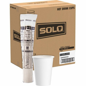 Solo 12 oz Disposable Hot Cups - 12 fl oz - White - Paper - Hot Drink, Coffee, Tea, Cocoa - 50/Bag Product Image 