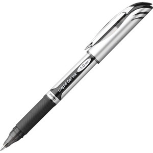 EnerGel EnerGel Deluxe Liquid Gel Pen - 1 mm Bold Pen Point - Refillable - Black Ink - Gel-based - Silver Barrel (PENBL60A) Product Image 