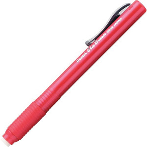 Pentel Rubber Grip Clic Eraser - Red Barrel - Pen - Refillable - 1 Each (PENZE22B) Product Image 