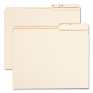 Smead Reinforced Guide Height File Folders, 2/5-Cut Printed Tabs: Right Position, Letter Size, 0.75" Expansion, Manila, 100/Box Product Image 