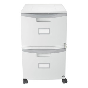 Storex Two-Drawer Mobile Filing Cabinet, 2 Legal/Letter-Size File Drawers, Gray, 14.75" x 18.25" x 26" Product Image 