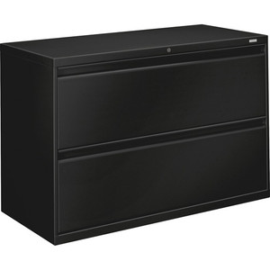 HON 800 Series Full-Pull Locking Lateral File - 2-Drawer - 42" Width x 19.3" Depth x 28.4" Height - 2 x Drawer(s) - Lateral - Black Product Image 