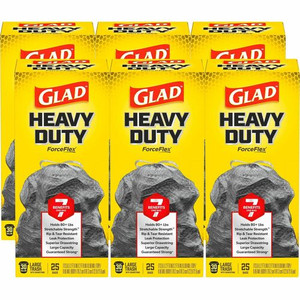Glad ForceFlexPlus Large Drawstring Trash Bags - Large Size - 30 gal Capacity - 0.90 mil (23 Micron) Thickness - Drawstring Closure - Black Product Image 